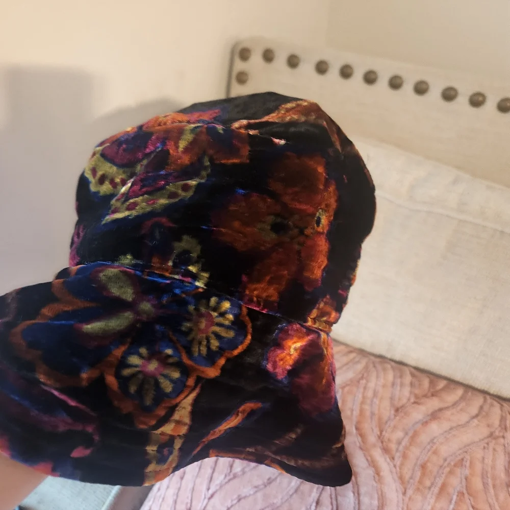 Urban Outfitters Velvet Floral Bucket Hat